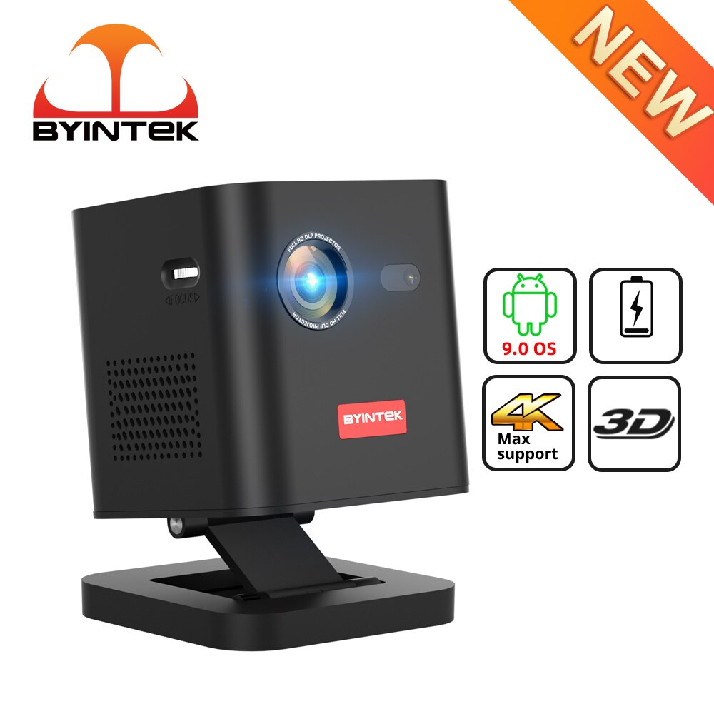 BYINTEK-P19 ũ 3D ̴ , ޴ Ʈ ȵ̵ WIFI  LED DLP  Ȩ þ Ǯ HD 1080P 4K ó׸